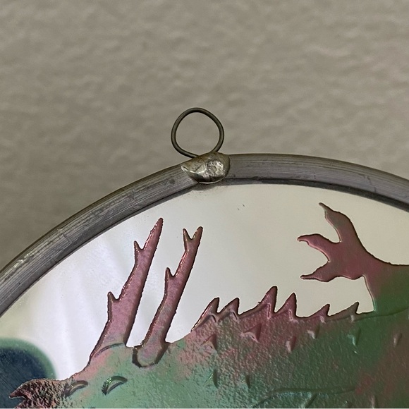 Vintage Handmade Dragon Foiled Mirrored Art Glass 6” Suncatcher Hanging Decor - Picture 11 of 12